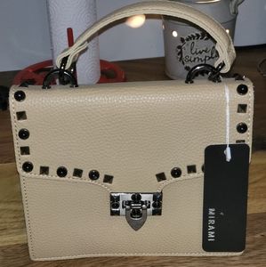 MIRAMI Cream Studded Italian Leather Purse